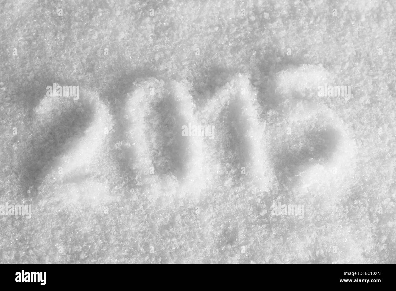2015 zeichnen Stempel auf Schnee, Platz für Ihren Text, Ansicht von oben Stockfoto