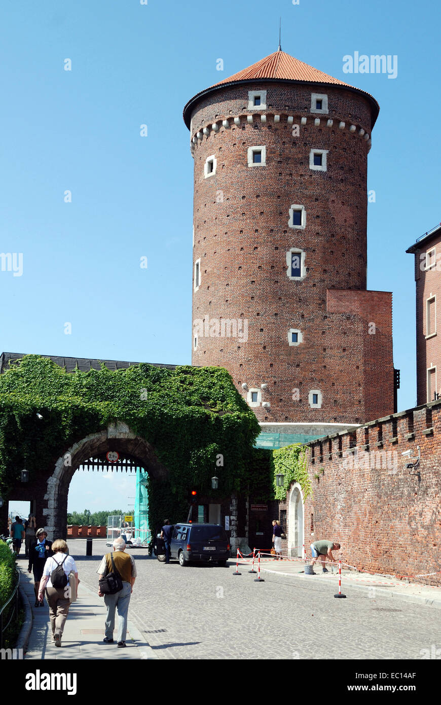 Eingang zum Königsschloss auf dem Wawel Krakau in Polen. Stockfoto