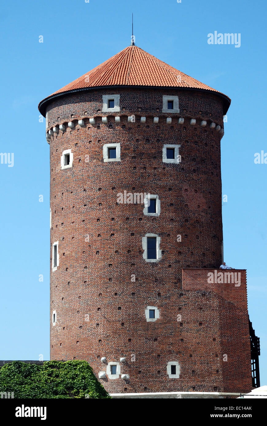 Turm der Festung auf Wawel Hügel von Krakau in Polen. Stockfoto