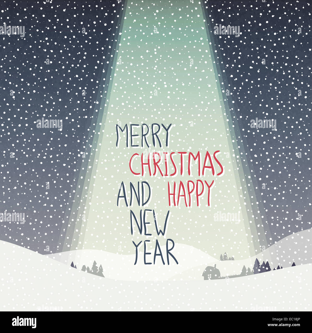 Merry Christmas Card Ruhe Winterszene Illustration Stockfoto
