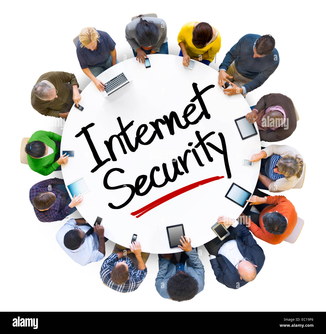 Multi-ethnischen Gruppe von Menschen und Internet-Security-Konzept Stockfoto