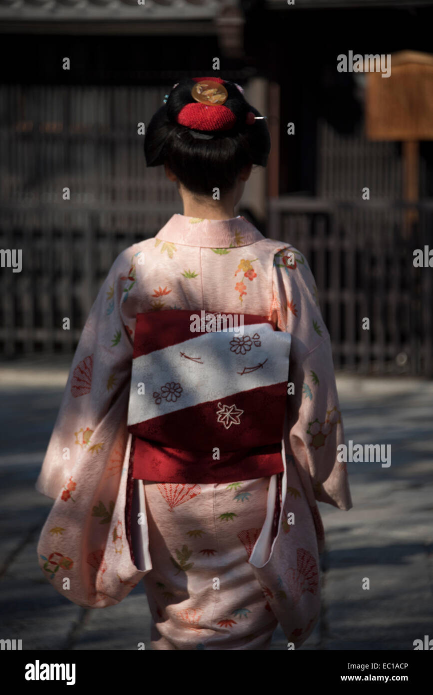 Echte Geisha in Kyoto, Japan. Stockfoto