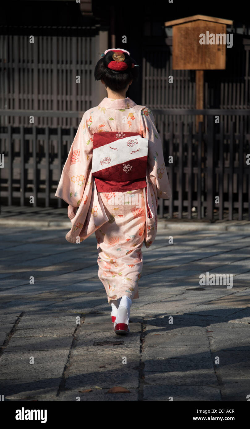 Echte Geisha in Kyoto, Japan. Stockfoto