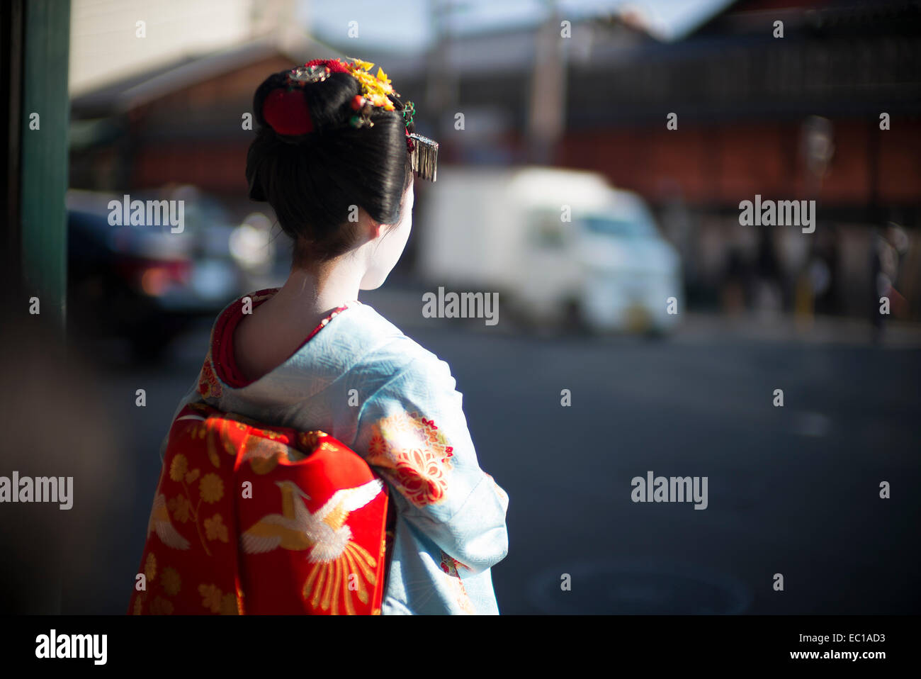 Echte Geisha in Kyoto, Japan. Stockfoto
