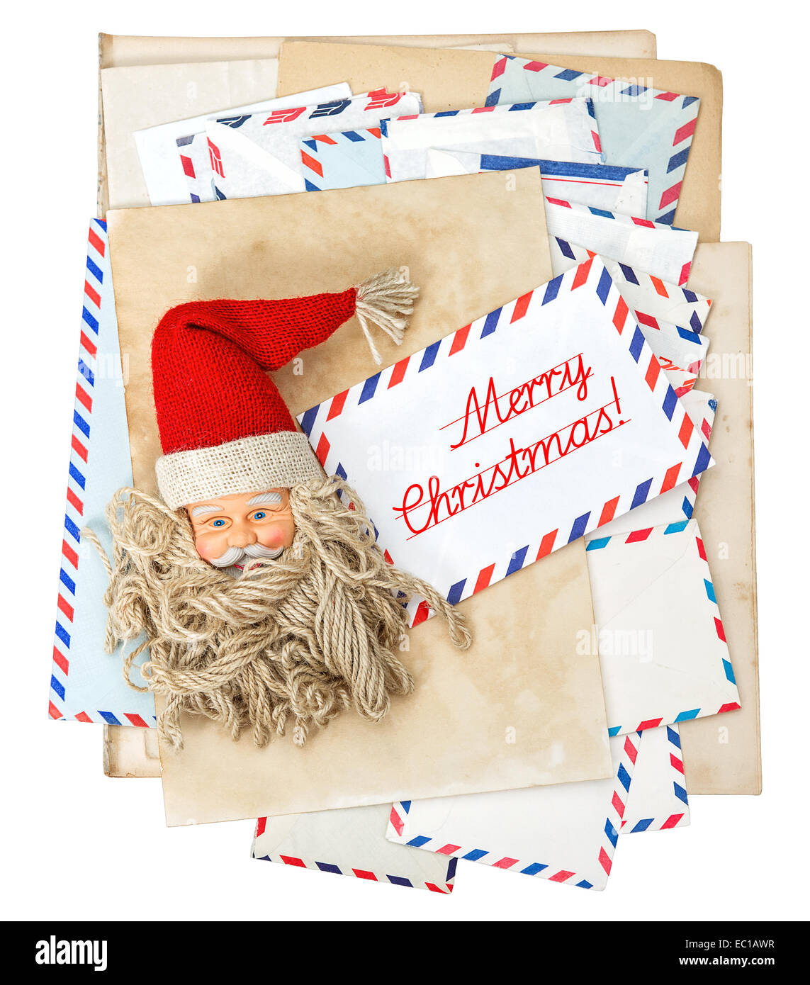 Vintage Air Mail Umschläge, Santa Claus Post. Saison-Grüße mit Beispieltext Frohe Weihnachten! Stockfoto