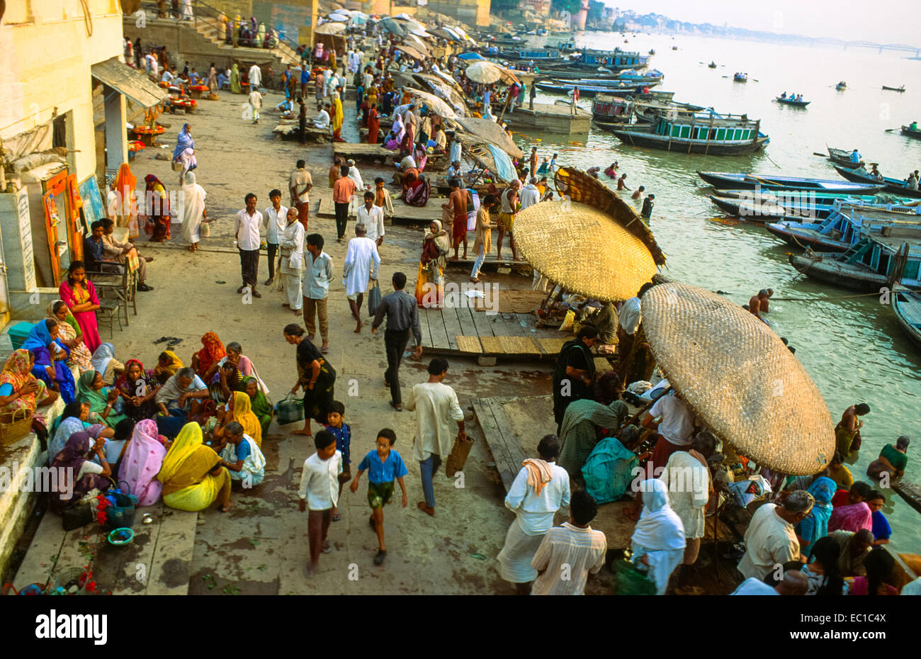 Ritual in Varanasi in Indien Stockfoto