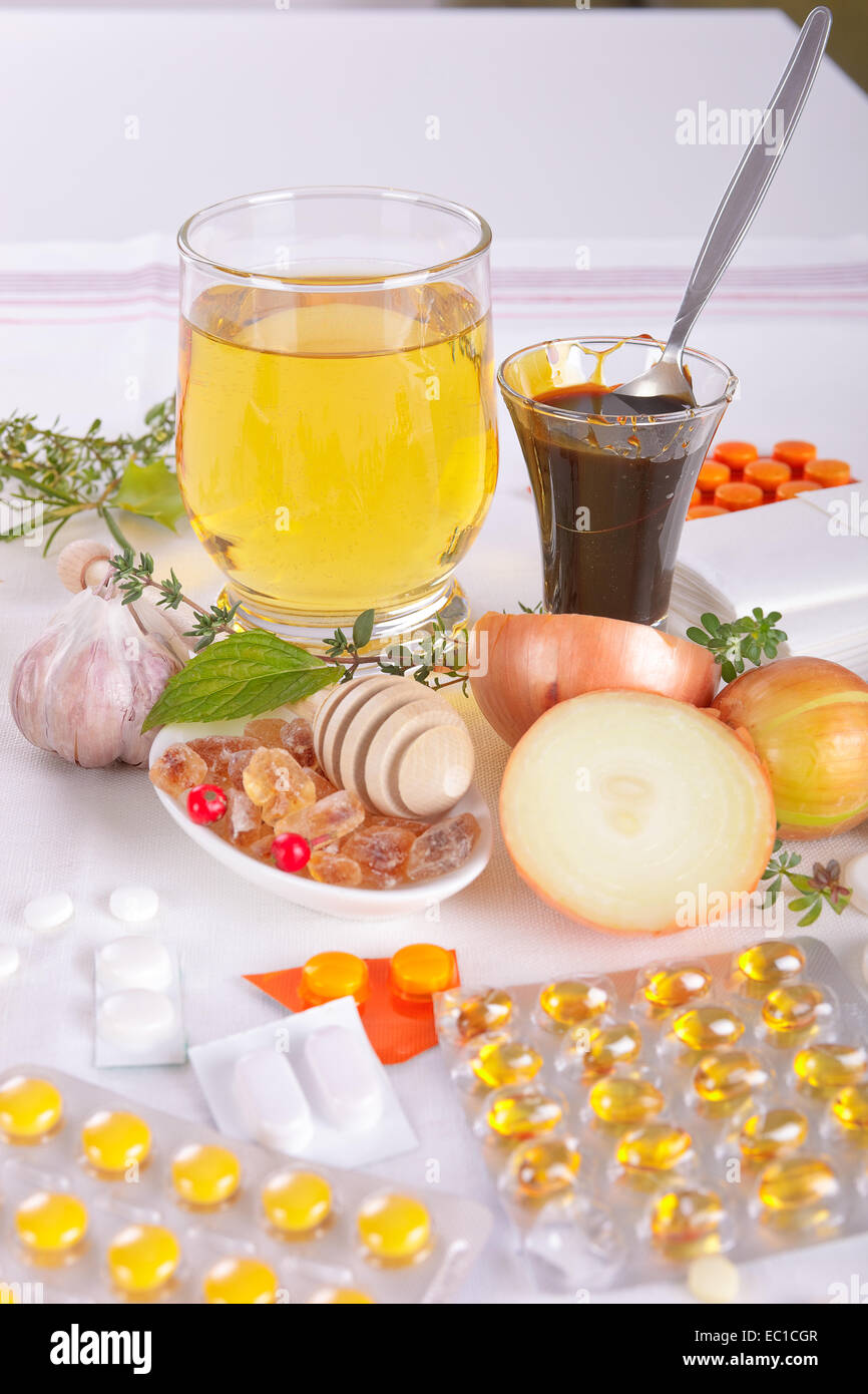 Hausmittel gegen Grippe Stockfoto