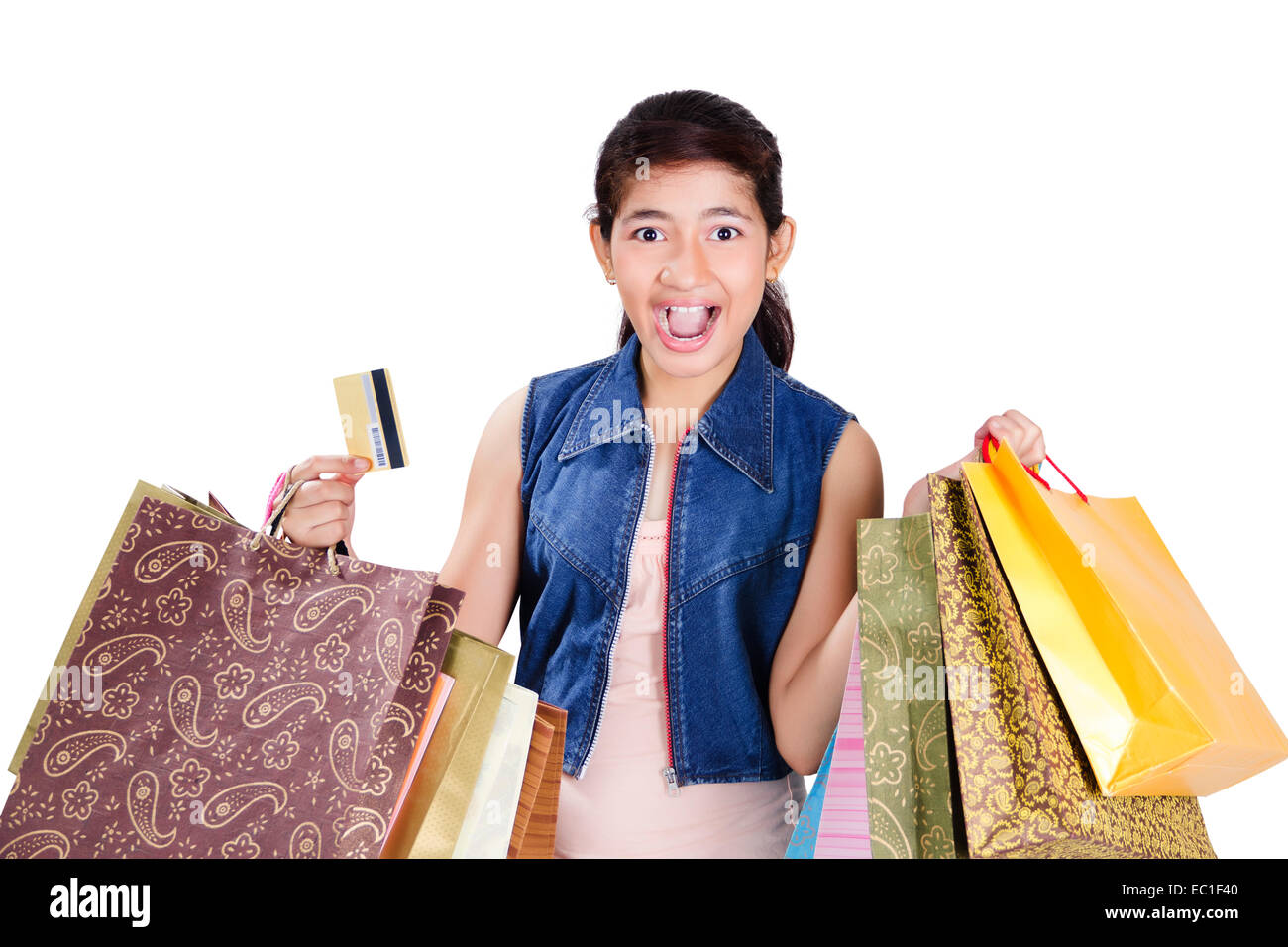 1 schöne Inderin Diwali Credit card Shopping Stockfoto