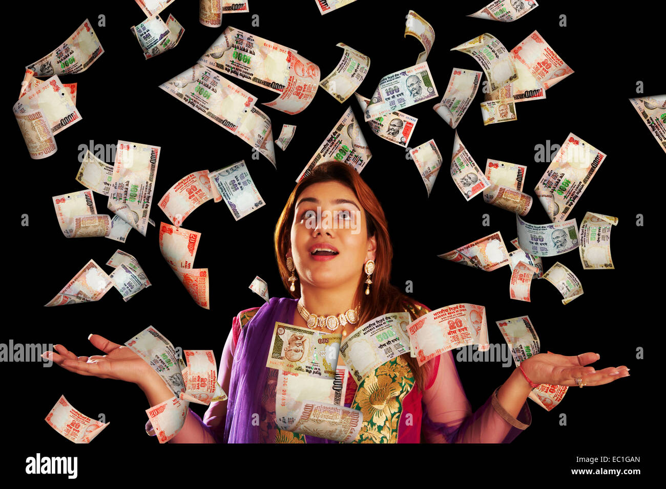 Inderin Diwali Lotto Geld Stockfoto