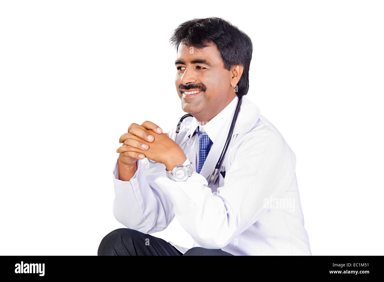 ein indischer Arzt denken Stockfoto