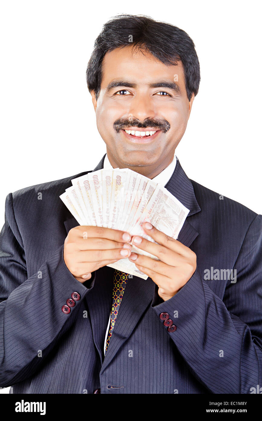 indische Geschäftsmann Geld sparen Stockfoto