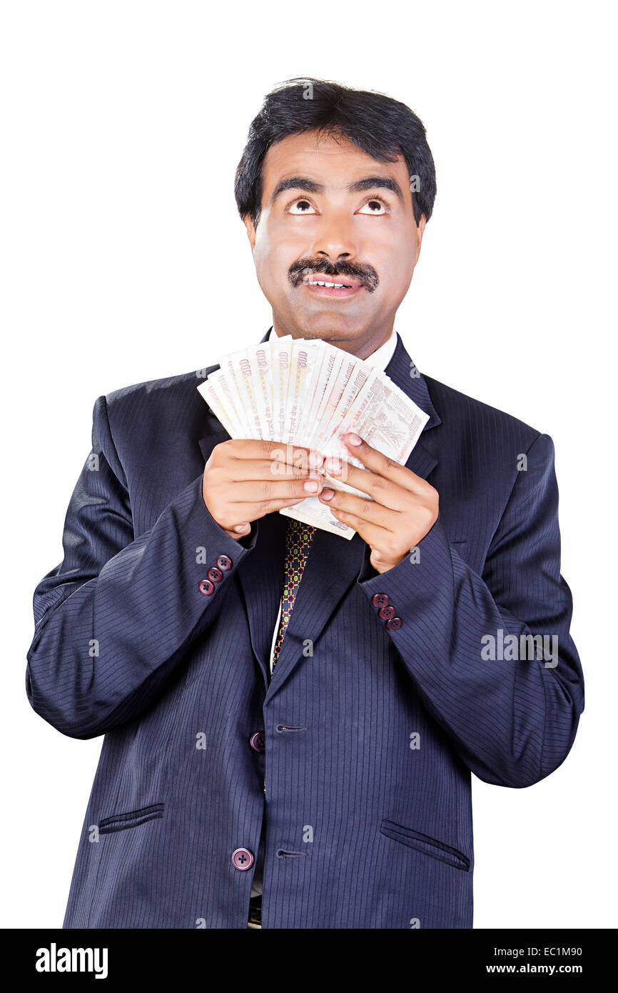 indische Geschäftsmann Geld sparen Stockfoto