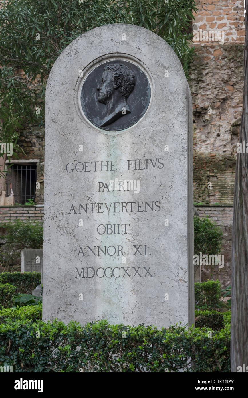 Grab, August von Goethe, Johann Wolfgang von Goethe &#39; s Sohn, protestantischen Friedhof, Testaccio, Rom, Latium, Italien Stockfoto
