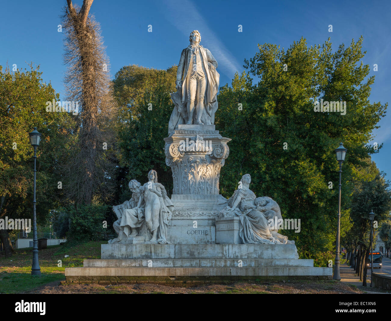 Goethe-Denkmal, Marmor, 1904, Bildhauer Gustav Eberlein, Pinciano, Rom, Latium, Italien Stockfoto