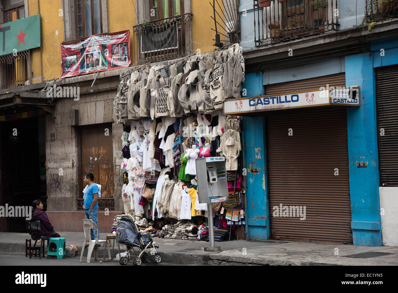 Traditionelles Tuch Shop, Mexico City, Mexiko Stockfoto