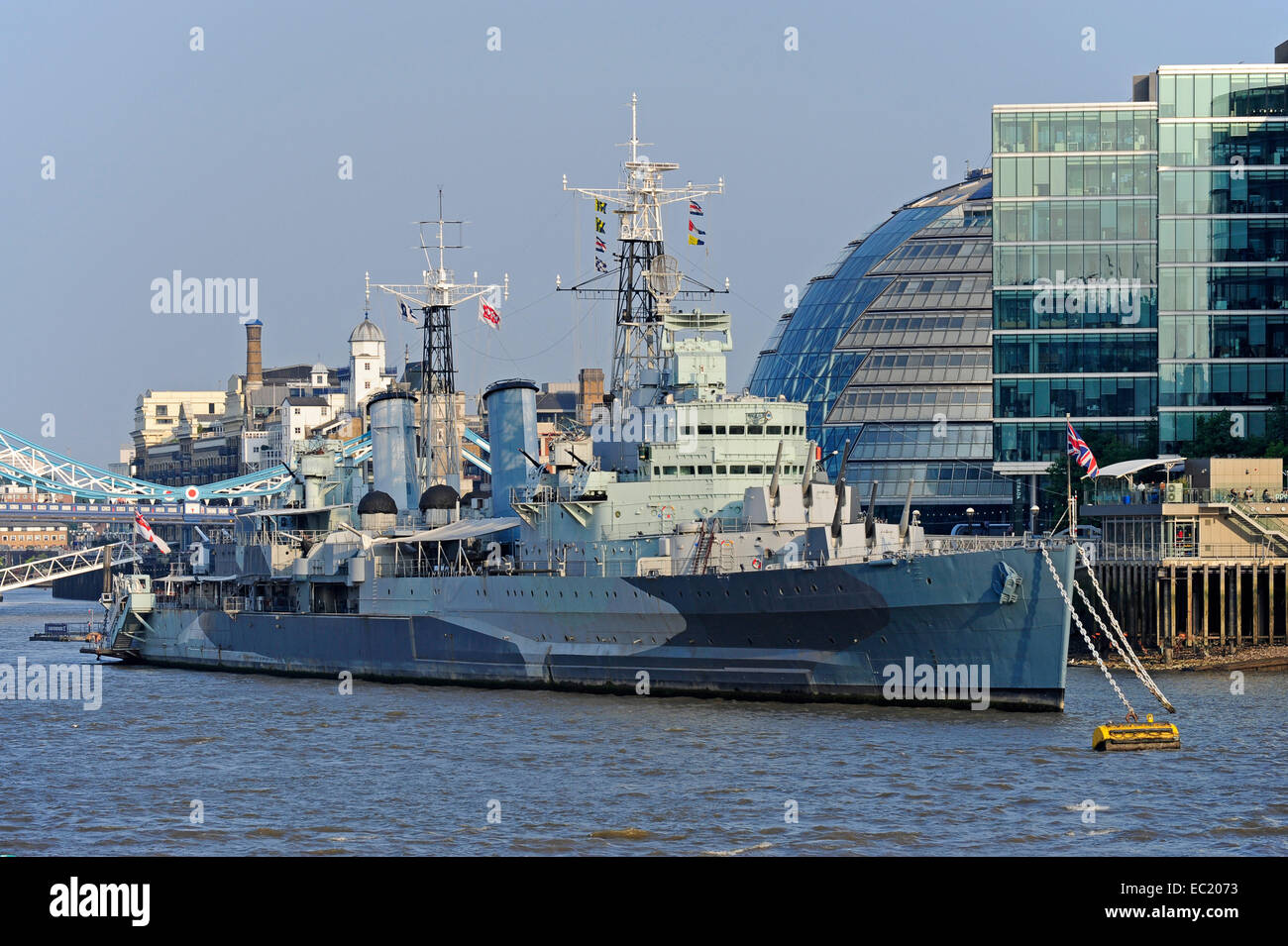 HMS Belfast Museum Schiff des Imperial War Museum, River Thames, South Bank, London, England, Vereinigtes Königreich Stockfoto
