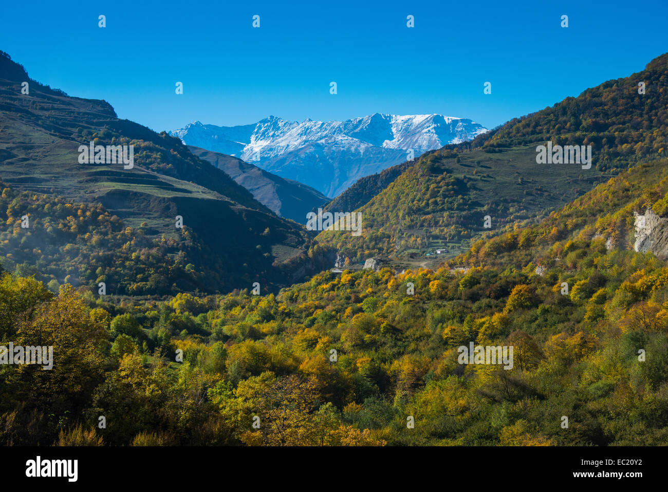 Die kaukasischen Berge im Herbst, Tschetschenien, Kaukasus, Russland Stockfoto