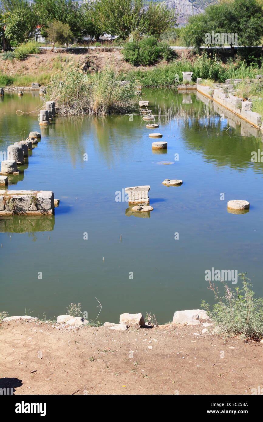 Bath Spa pool (Hamam) Xanthos antik antike, Stadt Ruinen, Xanthos, Antalya, Türkei Stockfoto
