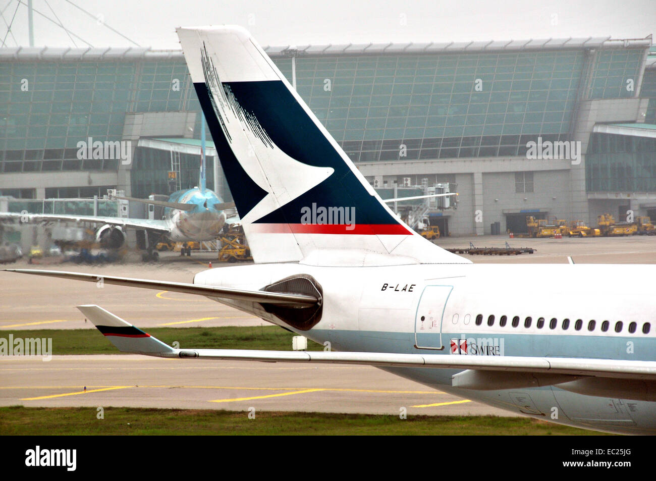 Heck des Cathay Pacific Flugzeug internationalen Flughafen Incheon in Südkorea Stockfoto