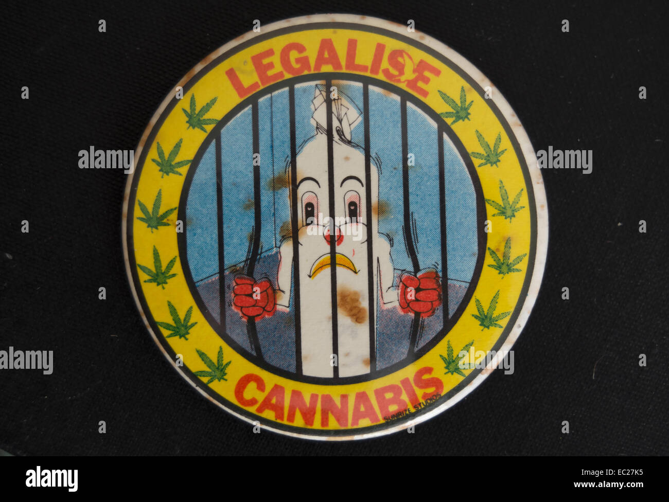 Legalisierung von Cannabis, britische Revers Abzeichen der 1970er Jahre der Legalise Cannabis Kampagne Stockfoto