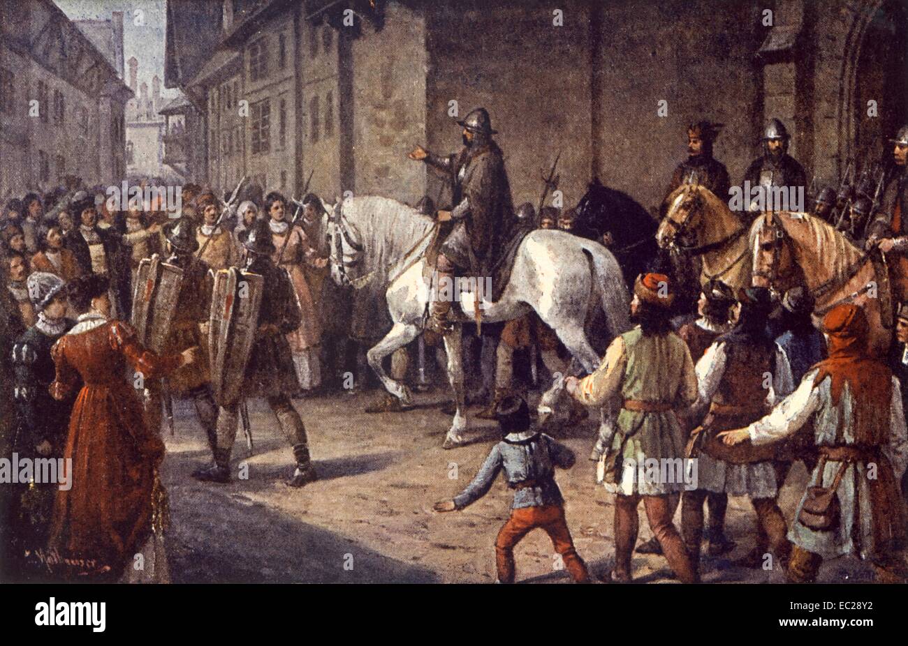 Hussitenkriege. Die Hussiten Anführer Jan Zizka in Prag, 1420. Stockfoto