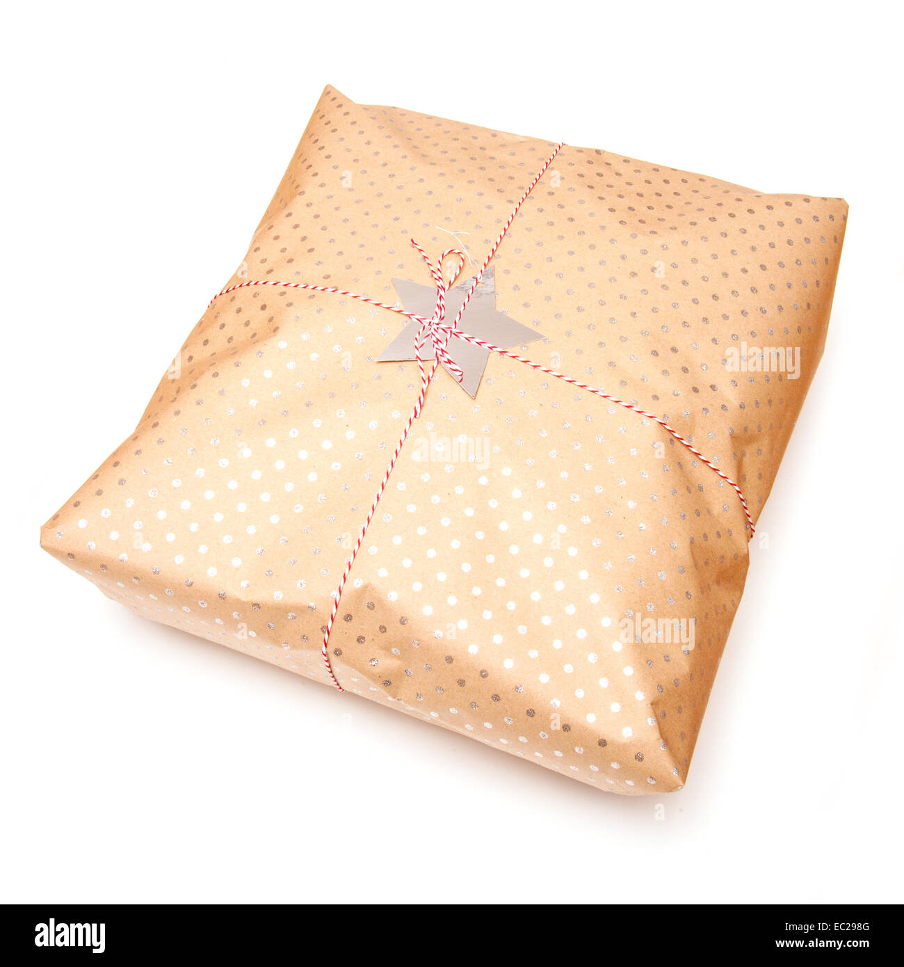Geschenk verpackt Pakete oder Geschenke isoliert auf einem weißen Studio-Hintergrund. Stockfoto