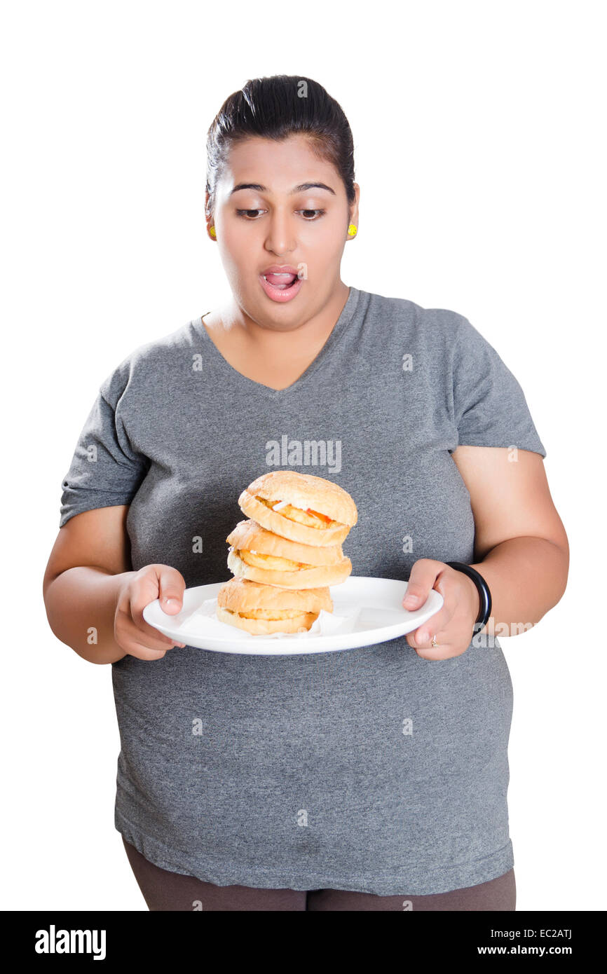 indische übergewichtige Dame Diät Übergewicht Stockfoto