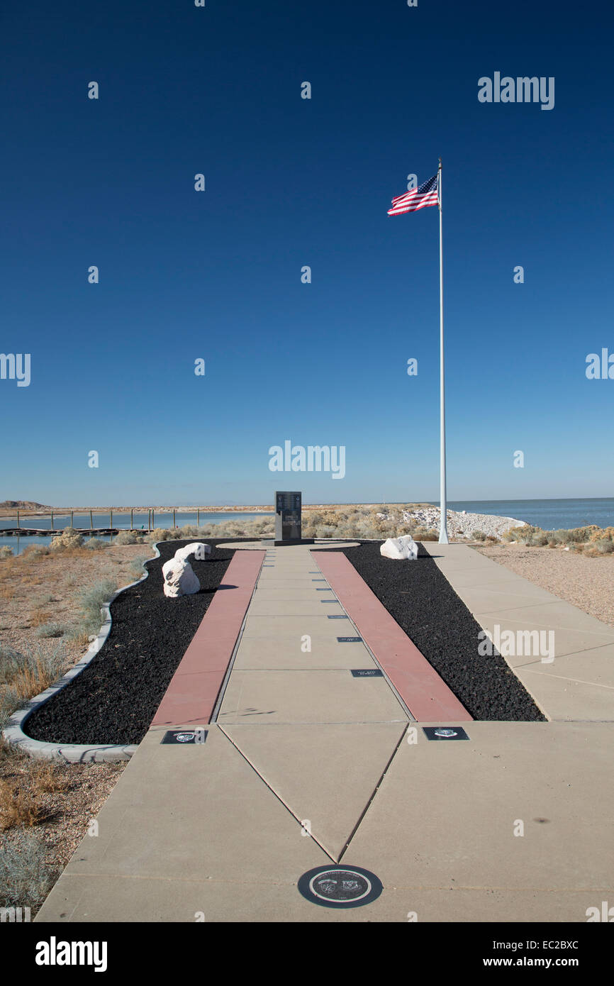 Syrakus, Utah - The US Army Ranger und Air Force Memorial an der Stelle des einem Hubschrauberabsturz auf Antelope Island. Stockfoto