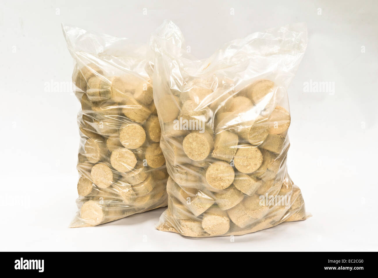 Öko-Briketts Holz Stockfoto