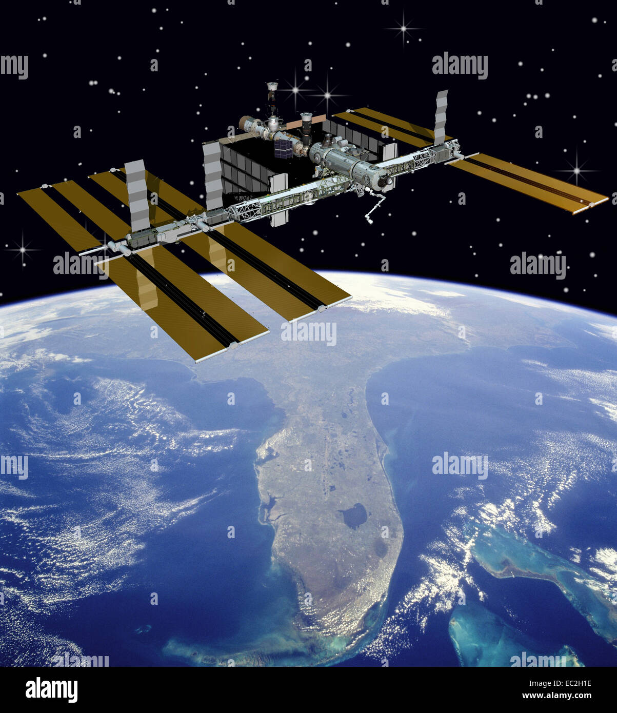 NASA-Bild von der internationalen Raumstation ISS über Florida Stockfoto