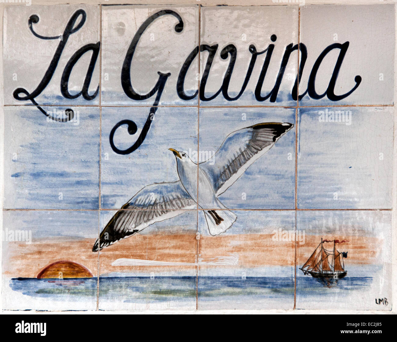 La Gavina Strand Meer Sitges Spanien spanische Möwe Stockfoto