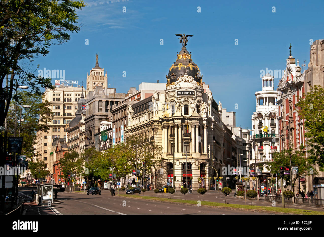 Metropole Ecke Calle de Alcalá und Gran Vía. Madrid-Spanien-Neo-barocken Architekten Jules und Raymond Février Stockfoto