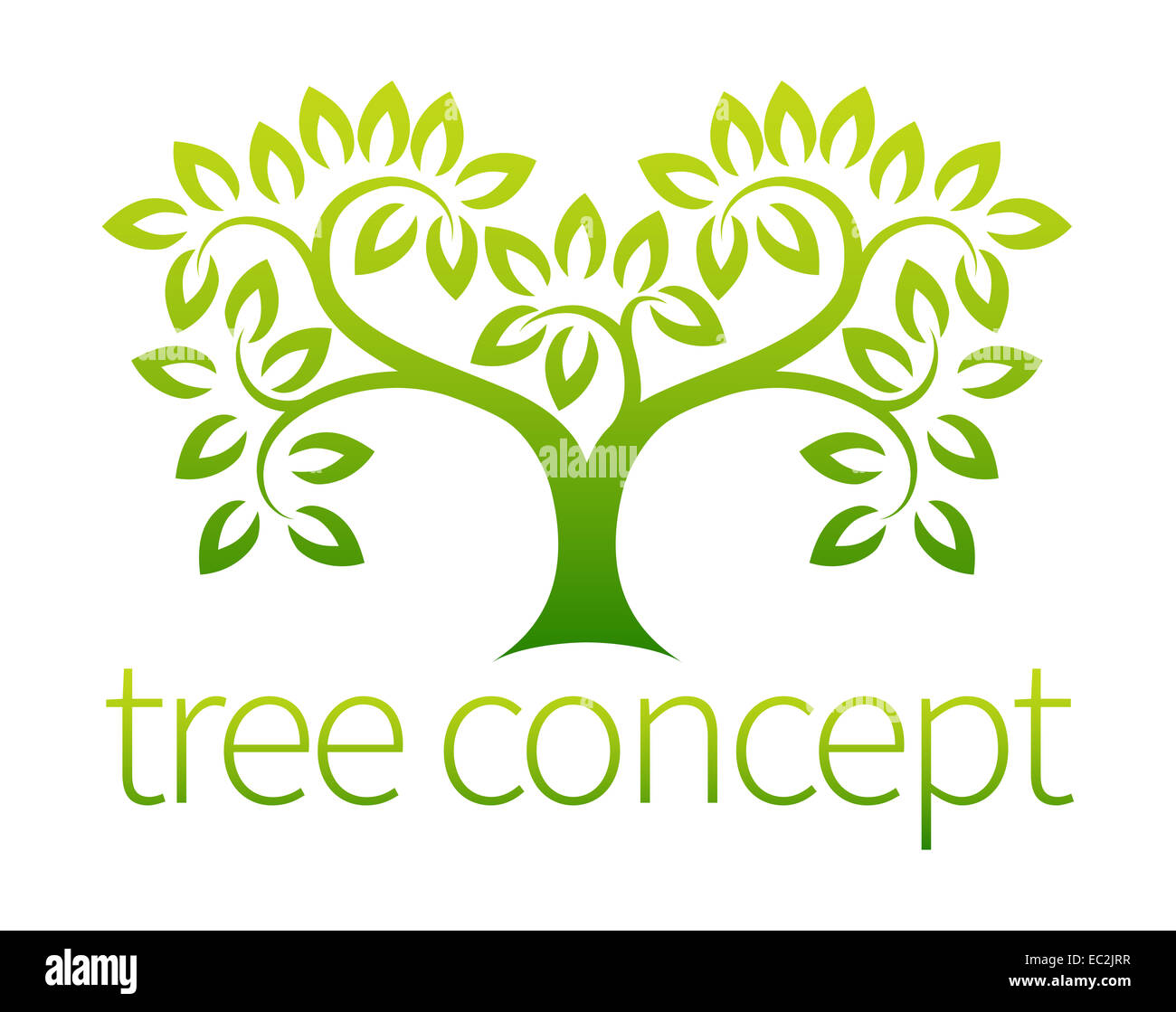 Baum-Symbol-Konzept eines stilisierten Baumes mit lässt, eignet sich für Text verwendet wird Stockfoto