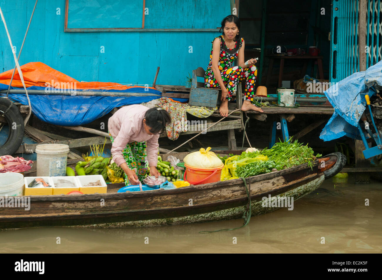 Schwimmenden Markt auf Mekong bei Cai klingelte, Vietnam Stockfoto