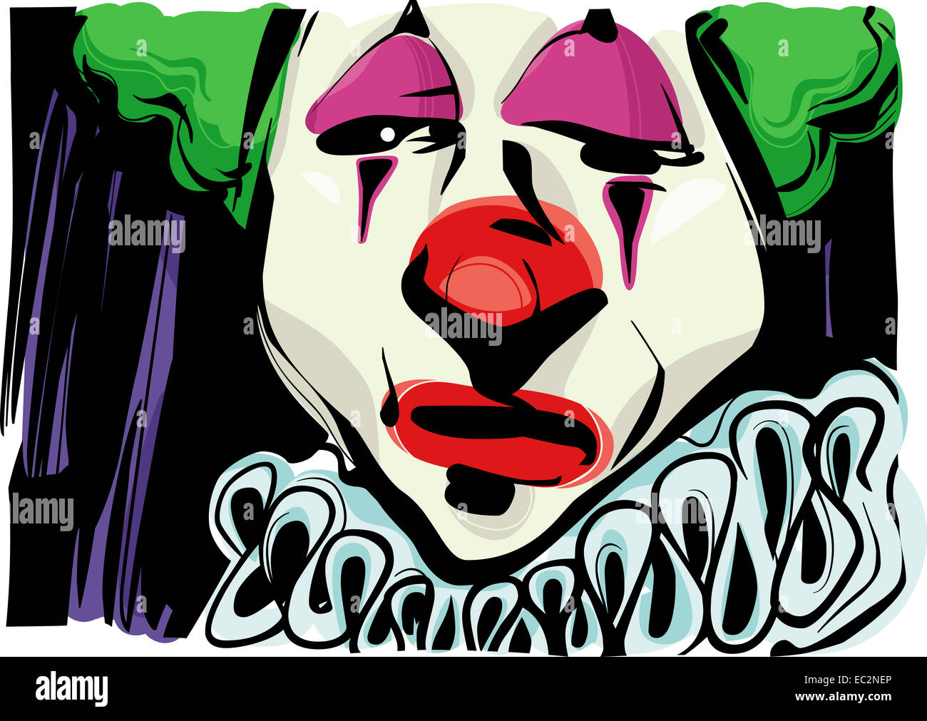 Skizze, Zeichnung Illustration der traurige ClownGesicht