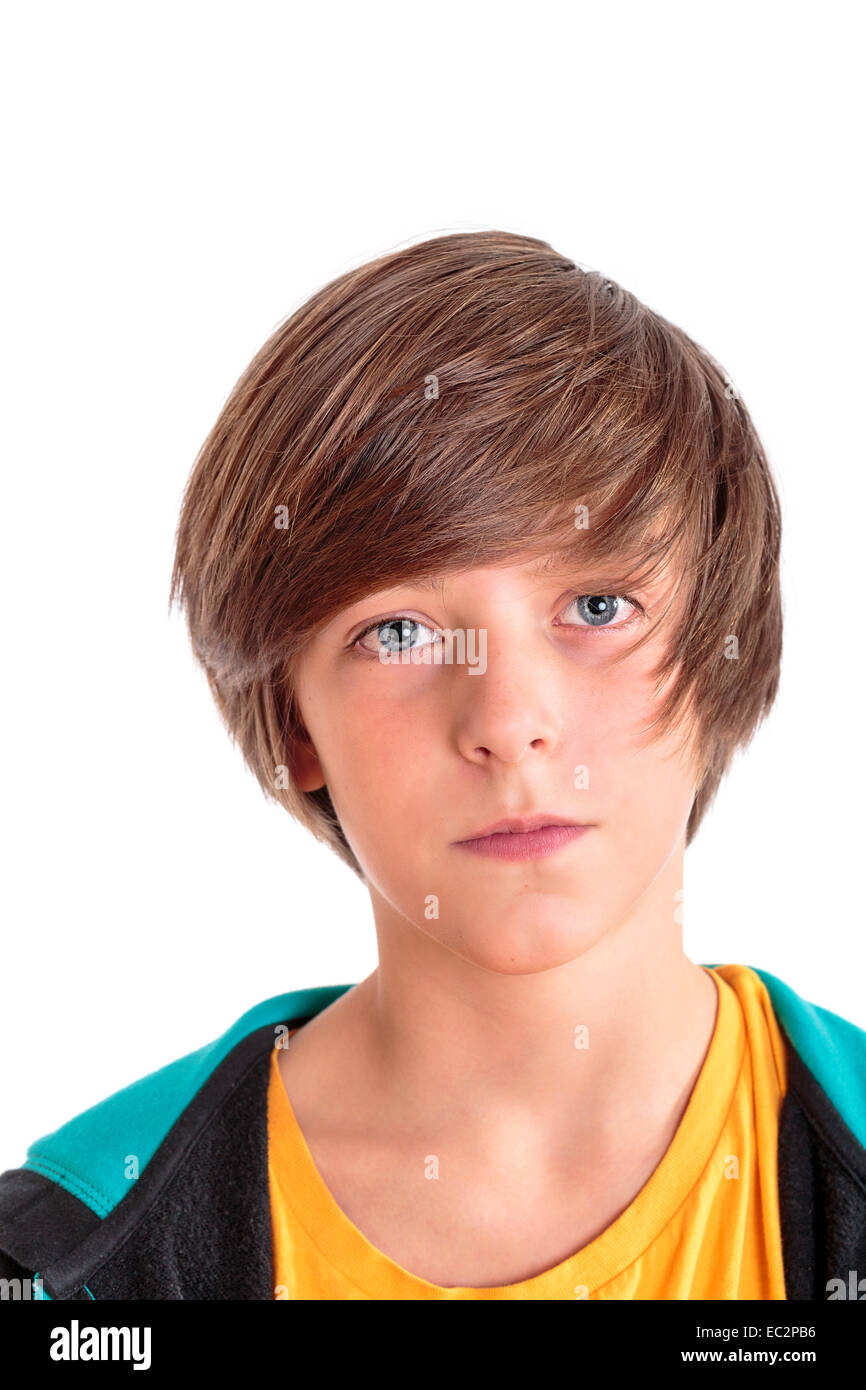 Closeup Portrait von einem Teenager, isoliert auf weiss Stockfoto