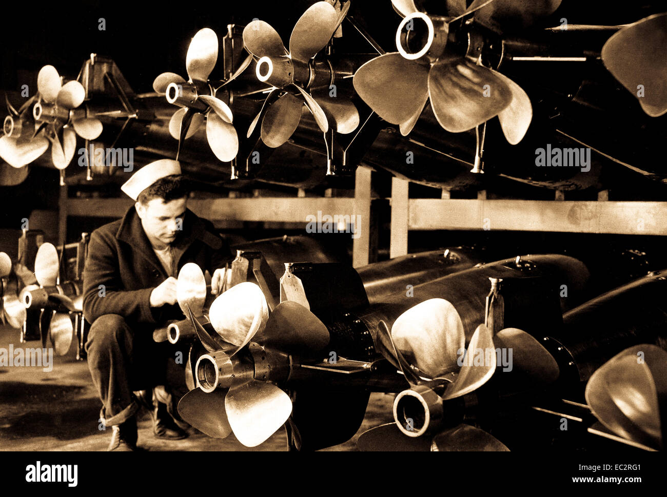 Torpedo-Zimmer.  England, ca.  1944. (OSS) Stockfoto