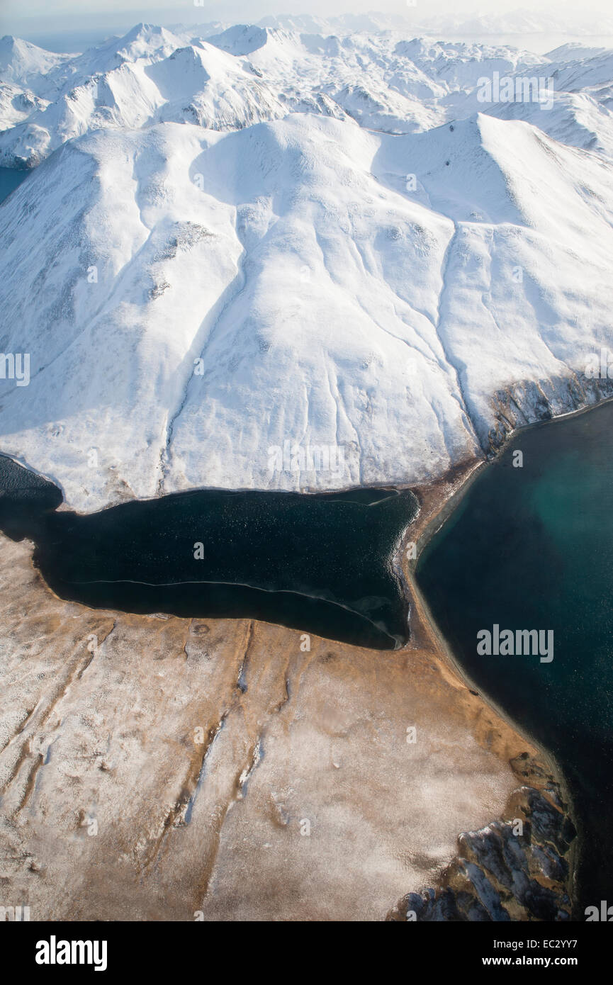 Luftaufnahme der Aleuten-Inseln Stockfoto