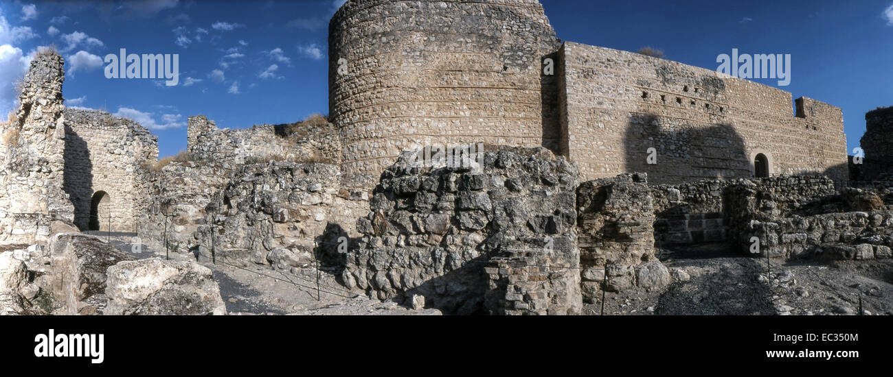 Calatrava la Vieja Burg 10. Jahrhundert, Carrion de Calatrava. Provinz Ciudad Real, Spanien Stockfoto