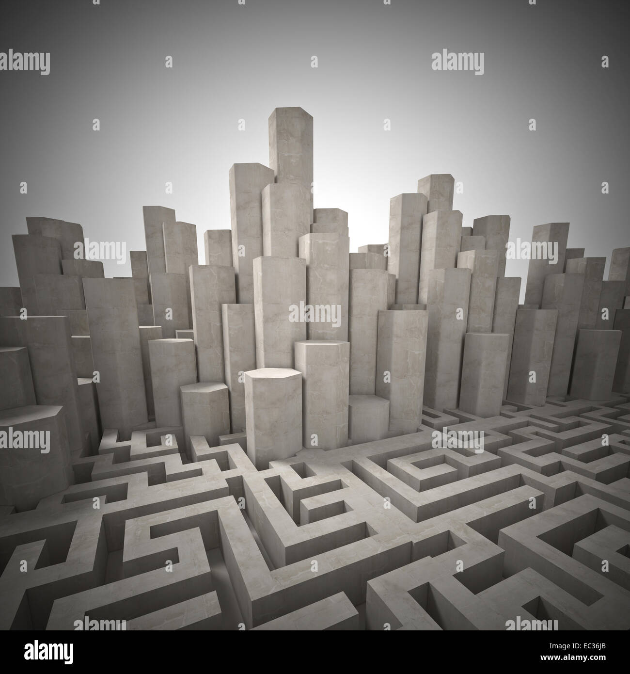 3D-Bild eines hohen Turm und Labyrinth Stockfoto