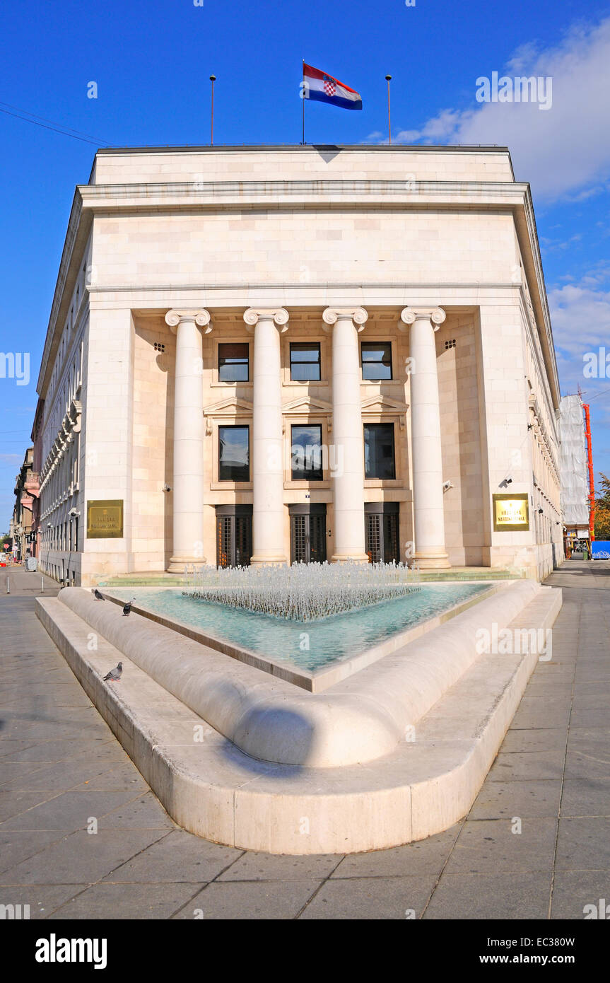 Zagreb, Kroatien. Kroatische Nationalbank (Hrvatska Narodna Banka). Stockfoto