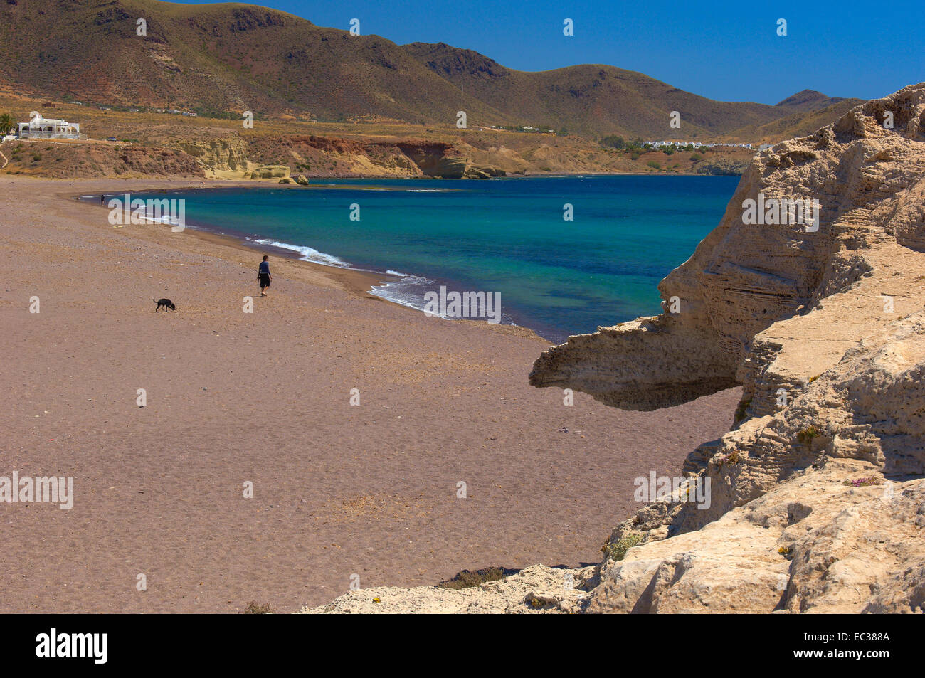 Cabo de Gata, Los Escullos, Playa del Arco, Strand El Arco, Cabo de Gata-Nijar Natural Park, Almeria, Andalusien, Spanien, Europa Stockfoto