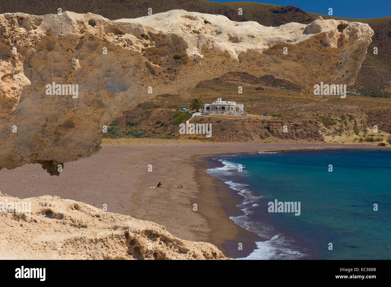 Cabo de Gata, Los Escullos, Playa del Arco, Strand El Arco, Cabo de Gata-Nijar Natural Park, Almeria, Andalusien, Spanien, Europa Stockfoto