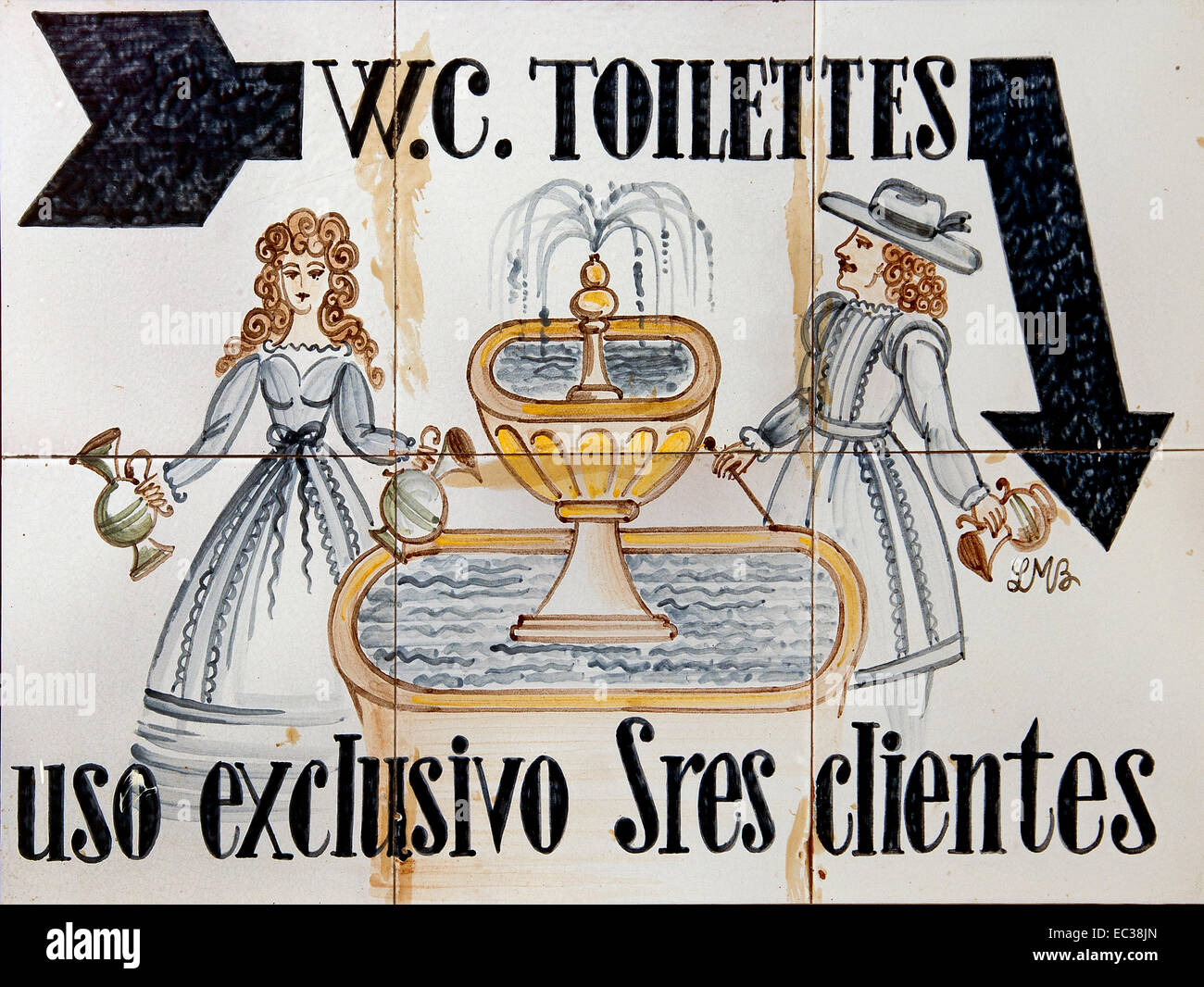 WC Toilette nur für Clients Sitges Spanien Spanisch Stockfoto