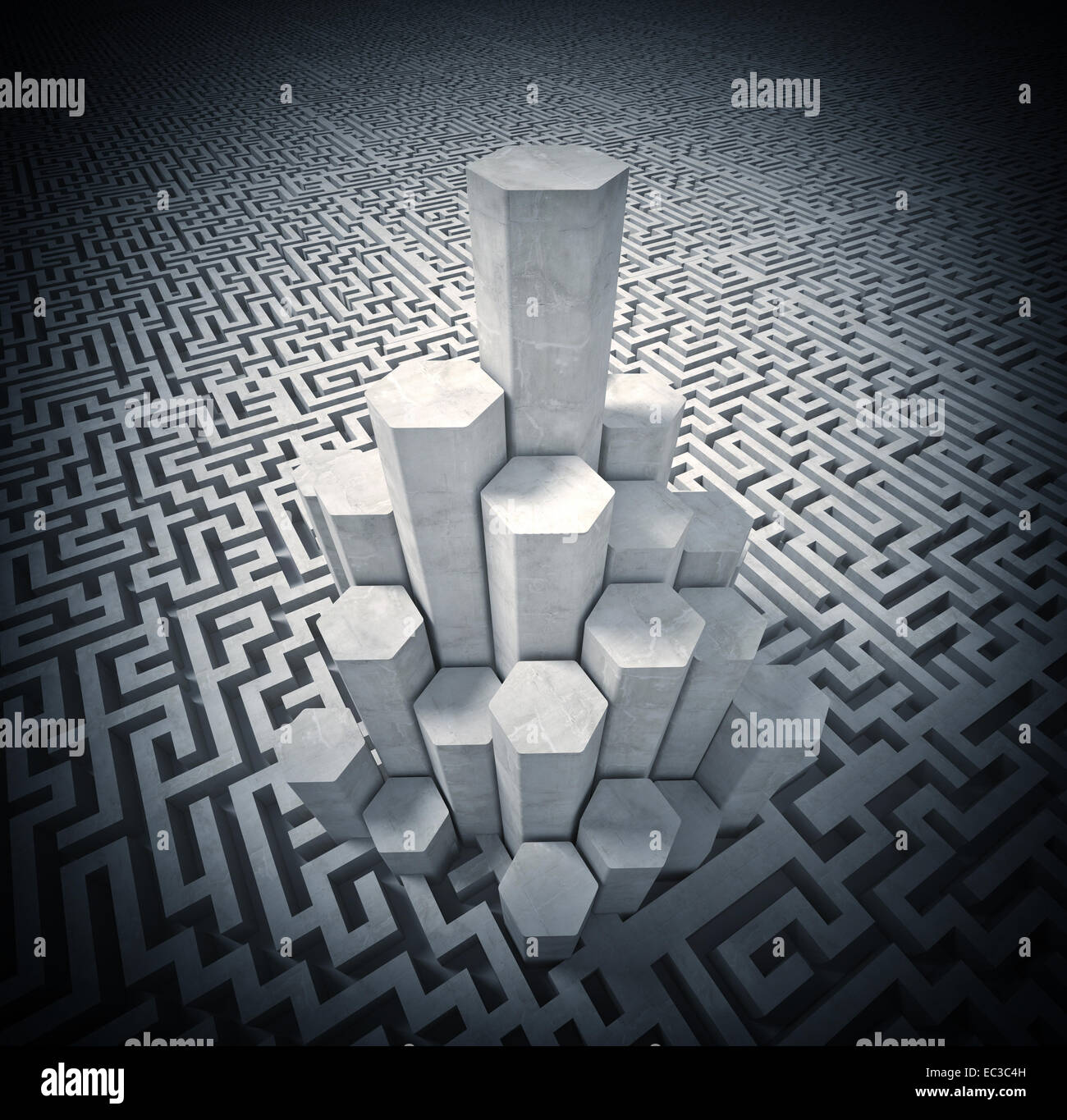 3D-Bild eines hohen Turm und Labyrinth Stockfoto