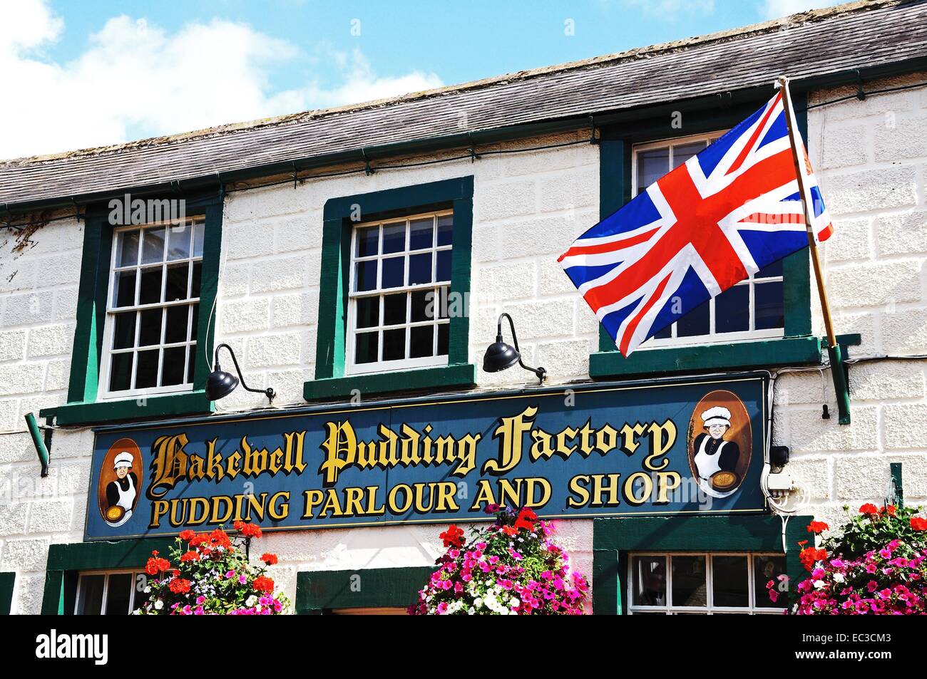 Bakewell Pudding Fabrik im Zentrum Stadt, Bakewell, Derbyshire, England, Vereinigtes Königreich, West-Europa. Stockfoto
