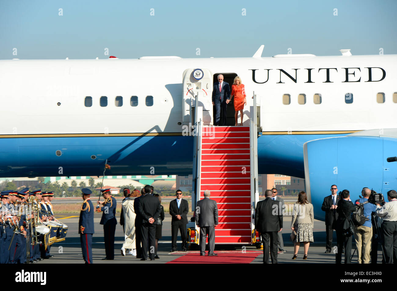 US-Vizepräsident Joe Biden und Dr. Jill Biden kommen in Marrakesch, Marokko, der fünfte Global Entrepreneurship Summit am 19. November 2014 zu besuchen. Stockfoto