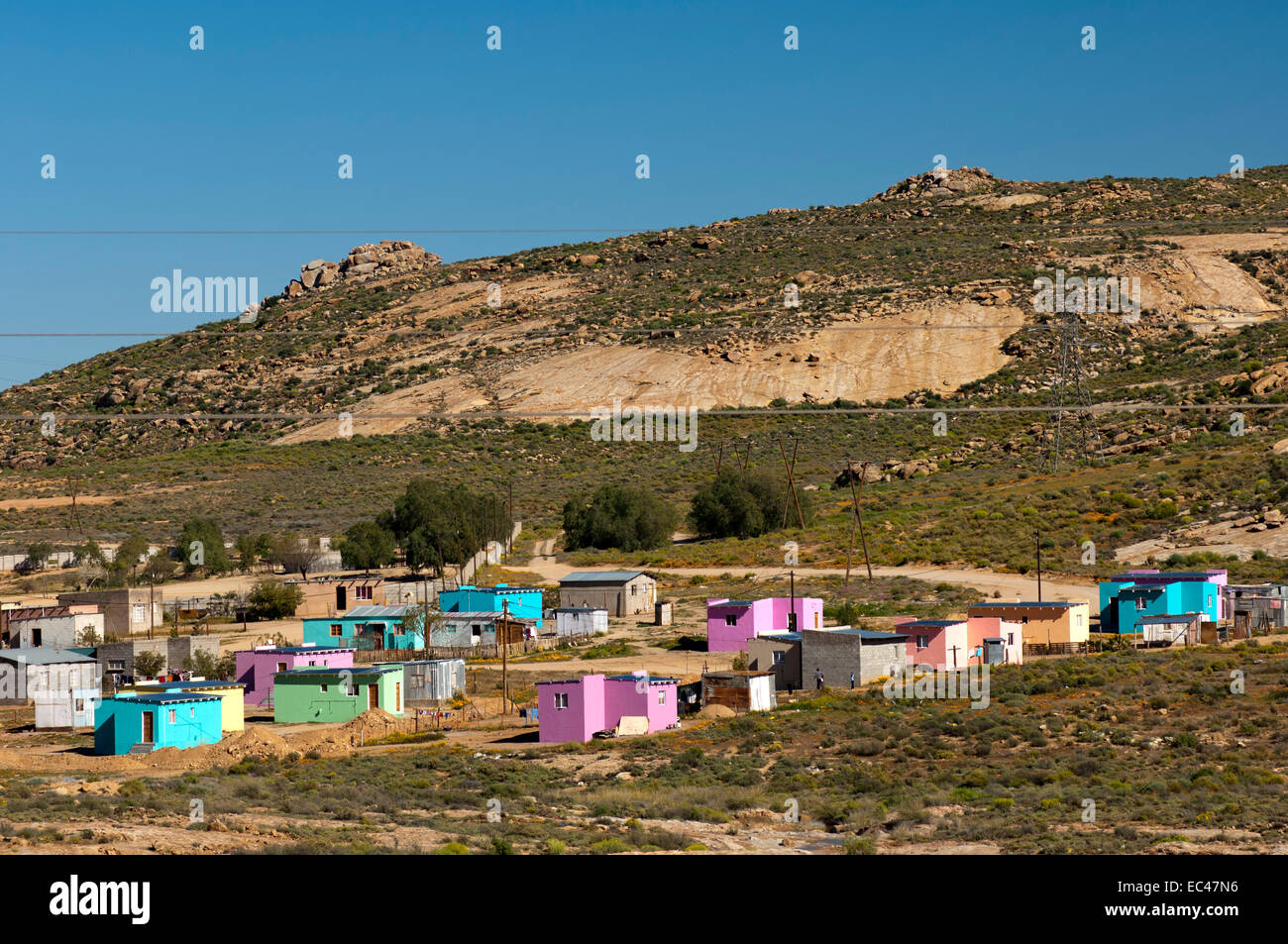 Wohnviertel der schwarzen Südafrikaner an der Peripherie des Springbock, Provinz Northern Cape Stockfoto