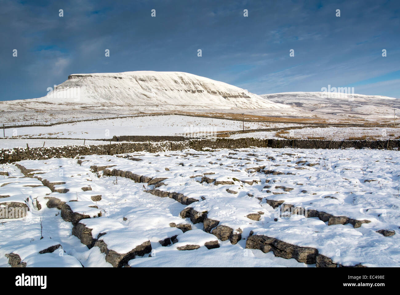 Schneebedeckte Penyghent in den Yorkshire Dales National Park. UK Stockfoto
