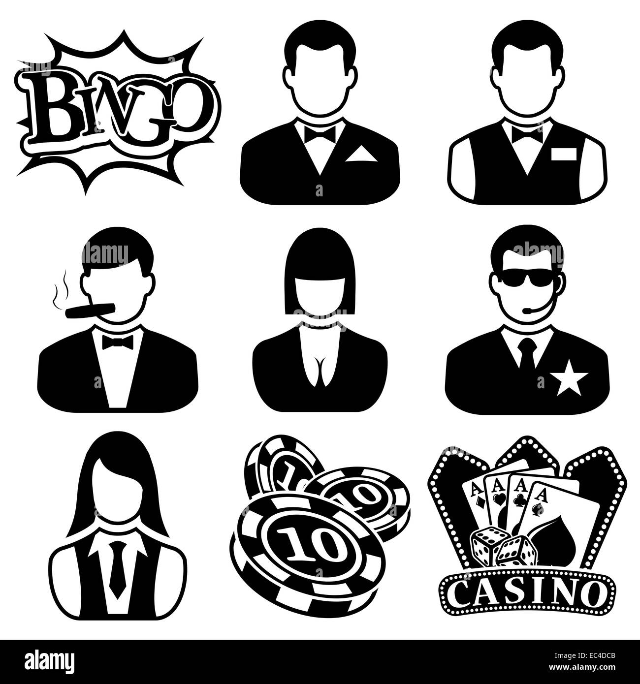 Vektor schwarz Casino Icons set Stockfoto